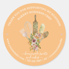 Catering Bakery Chef Rustic Eucalyptus Mönster Runt Klistermärke