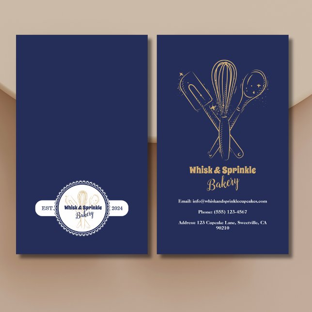 Catering Bakery för marin och Guld Whisk Chef Visitkort (Skapare uppladdad)
