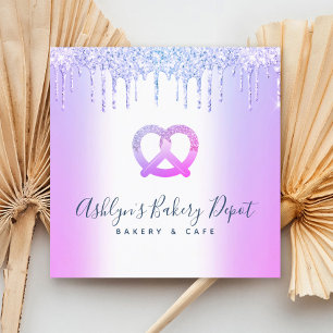 Catering Bakery Pastry Chef Lila Glitter Drives Fyrkantigt Visitkort
