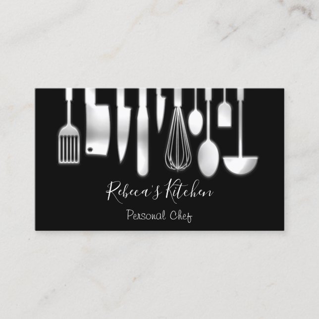 Catering Black Cooking Personal Chef Restaurant Visitkort (Framsida)