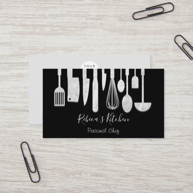 Catering Black Cooking Personal Chef Restaurant Visitkort (Fram/Back In Situ)