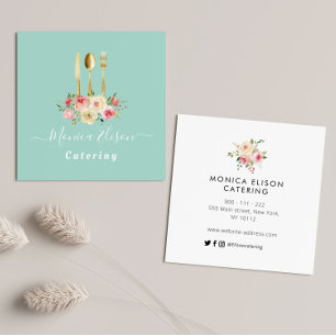 catering blommigt business fyrkantigt visitkort