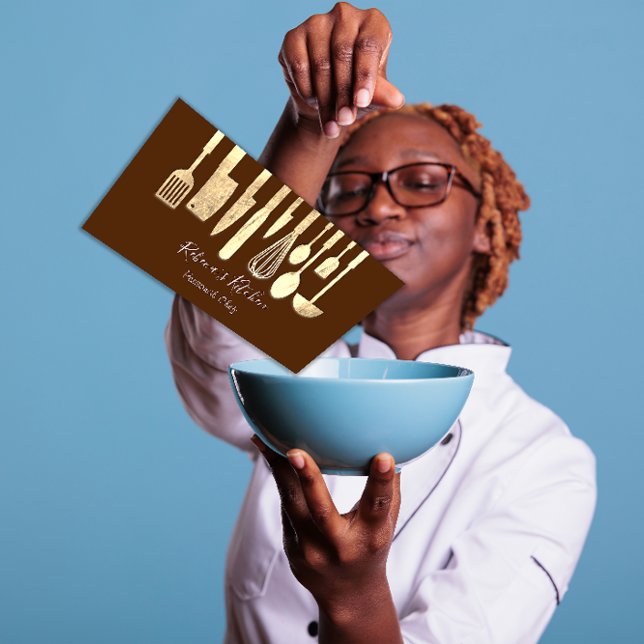 Catering Brown för att koka privat Chef Restaurant Visitkort (Cooking Personal Chef Restaurant Catering Brown Business Card)