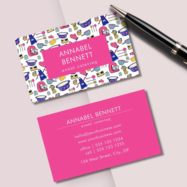 Catering Cafe Restaurang Kitchen Visitkort (Professional catering business card.  Suit cake bakers, cafes, restaurants and any food business.)