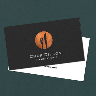 Catering Chef Copper Fork och Knivar Black Visitkort