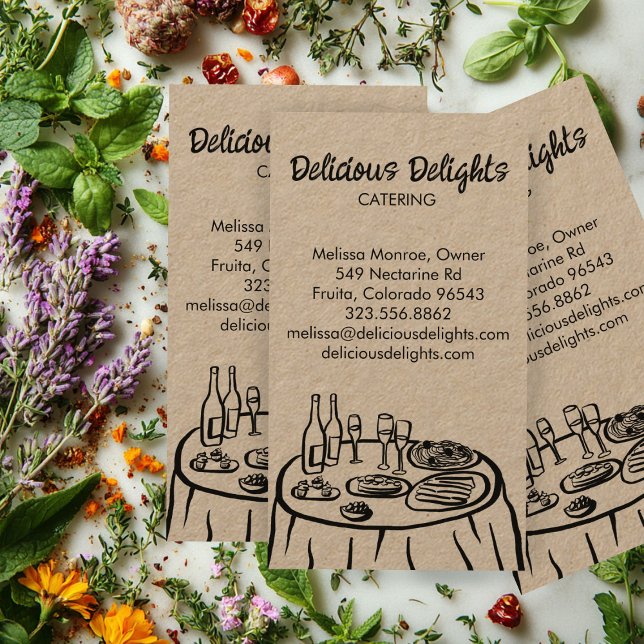 Catering Chef Event Planning Food ANPASSNINGSBAR K Visitkort (Catering Chef Event Planning Food CUSTOM Kraft Business Card
)