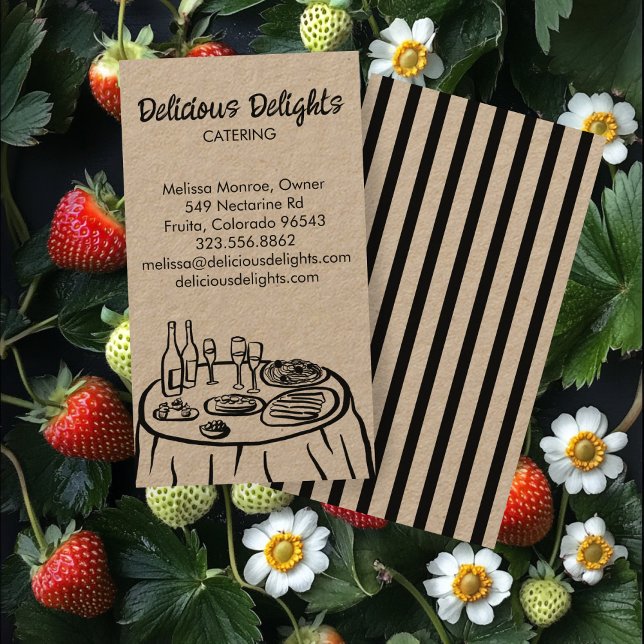 Catering Chef Event Planning Food ANPASSNINGSBAR K Visitkort (Catering Chef Event Planning Food CUSTOM Kraft Business Card
)