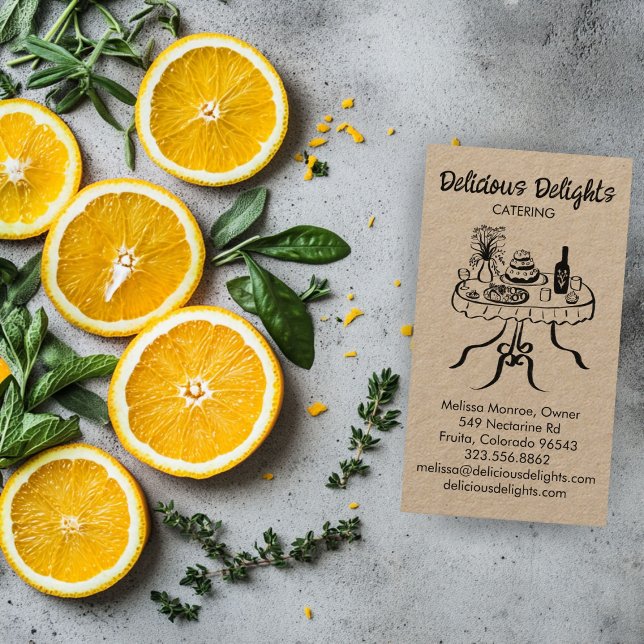 Catering Chef Event Planning Food ANPASSNINGSBAR K Visitkort (Catering Chef Event Planning Food CUSTOM Kraft Business Card
)