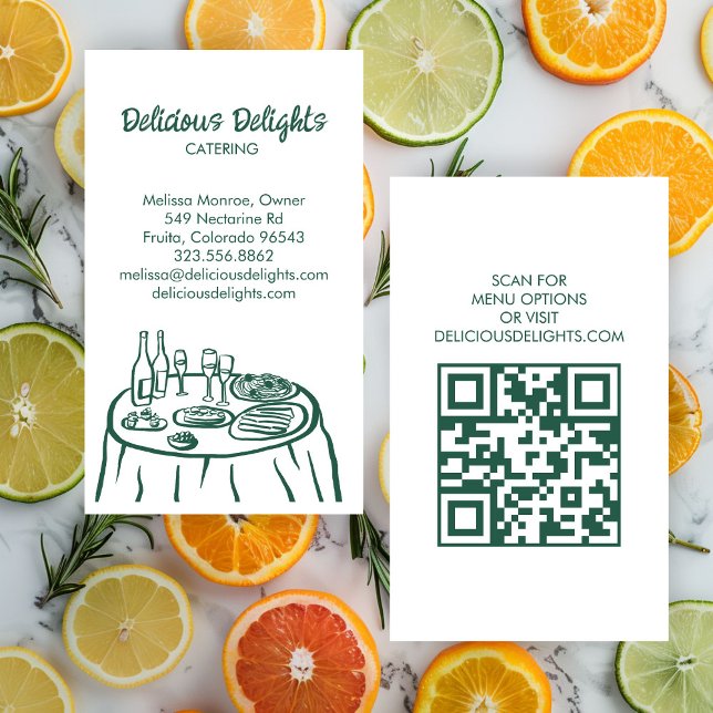 Catering Chef Event Planning Food Prep ANPASSNINGS Visitkort (Catering Chef Event Planning Food Prep CUSTOM QR Business Card
)