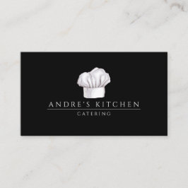 Catering Culinary Watercolor Chefs Hat Black Visitkort