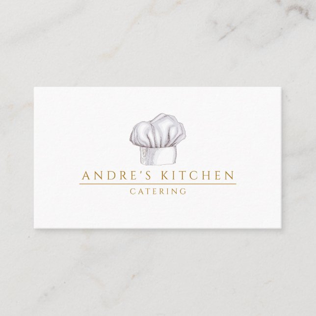 Catering Culinary Watercolor Chef's Hat Visitkort (Framsida)