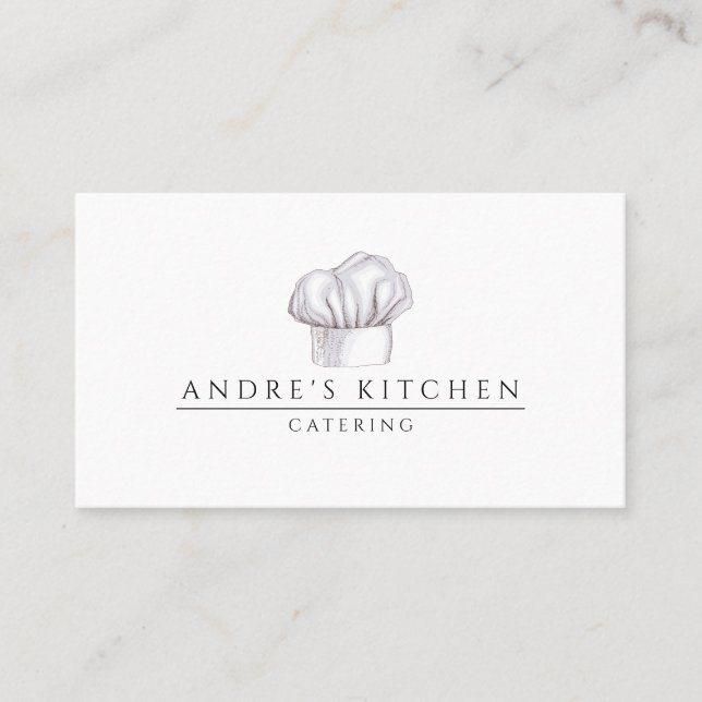 Catering Culinary Watercolor Chef's Hat Visitkort (Framsida)