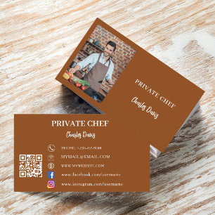 Catering för chokladbrun fotofoto QR-kod Visitkort