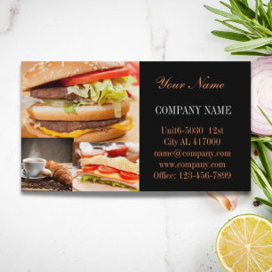 catering för hamburgersmörgåsar visitkort