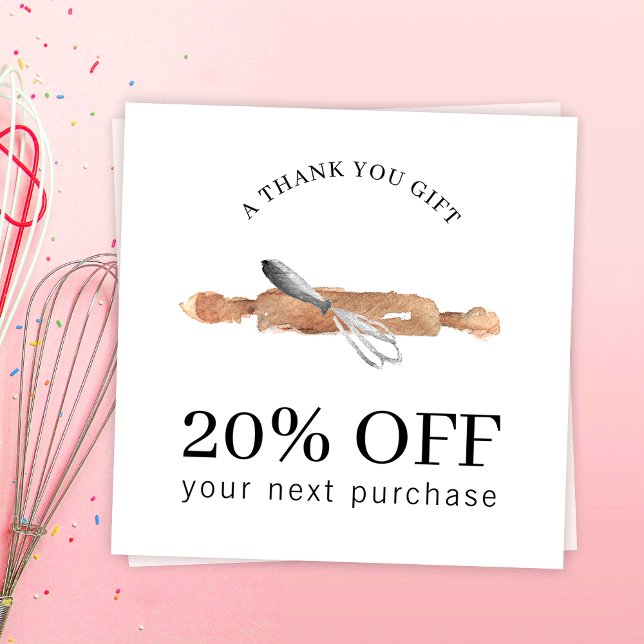 Catering för Logotyp av lagerförbund Rabattkort (Modern bakery business discount cards with watercolor bakery art and fully editable text)