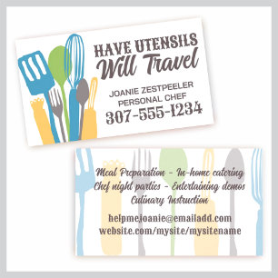 catering för matlagningsklass för köksredskap visitkort