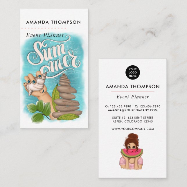 Catering för sommarevenemangsplan visitkort (Fram/baksida)