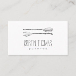 Catering för vattenfärg, färgtonad sked och gaffel visitkort