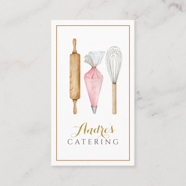 Catering för vattenfärgsbrytare, Utensils, Logotyp Visitkort (Framsida)