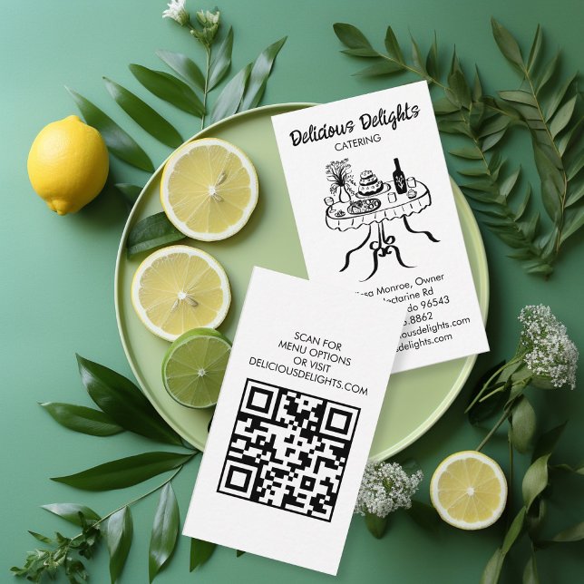 Catering Kökschef Evenemangsplanering Matberedning Visitkort (Catering Chef Event Planning Food Prep CUSTOM QR Business Card
)