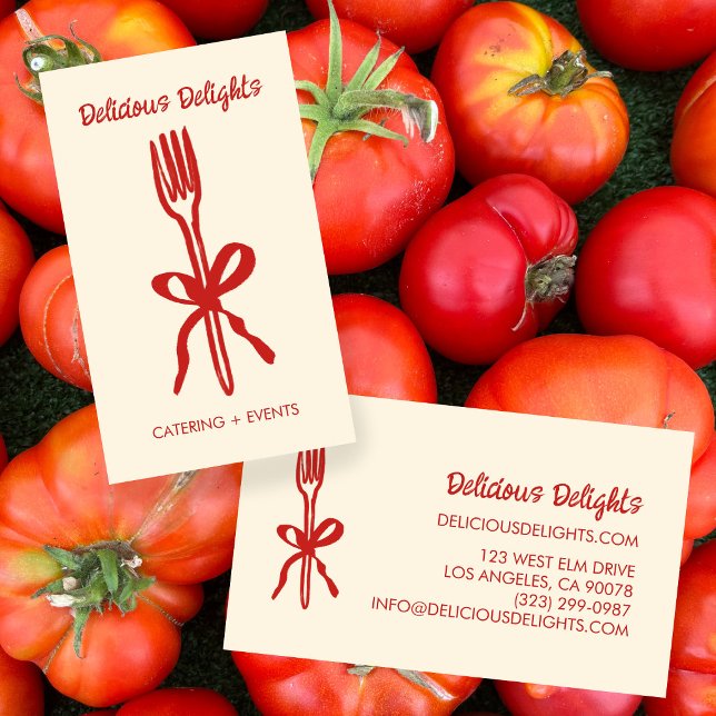 Catering Kökschef Evenemangsplanering Matberedning Visitkort (Catering Chef Event Planning Food Prep CUSTOM Hand-drawn Fork Cute Business Card
)