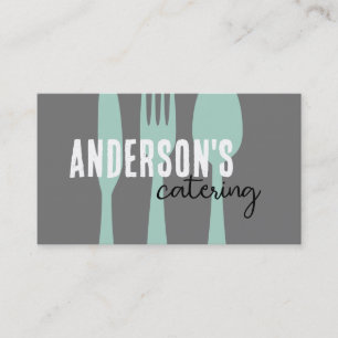 catering modern grått och teal anpassningsbar visitkort