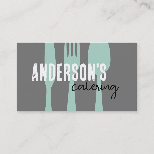 catering modern grått och teal anpassningsbar visitkort (Framsida)