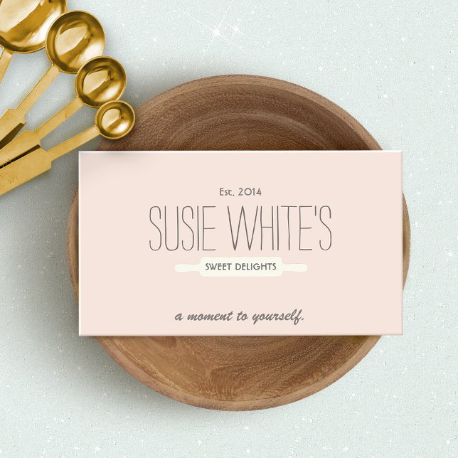 Catering Pastry Chef Rolling Pin Cute Retro Bakers Visitkort (Skapare uppladdad)