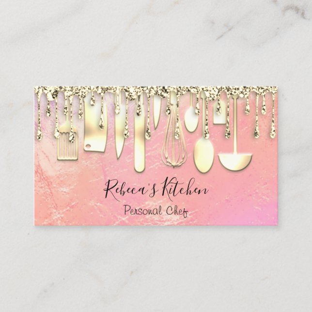 Catering Personal Chef Kitchen Knifes Golden Drick Visitkort (Framsida)