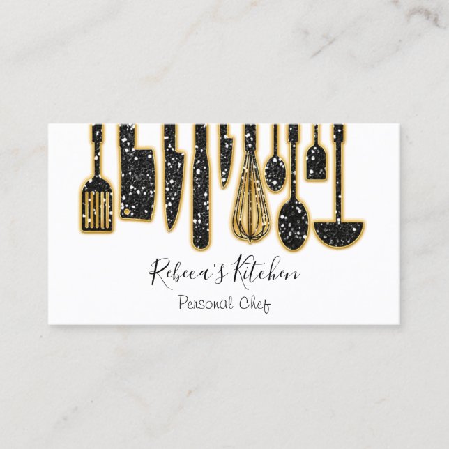 Catering Personal Chef Restaurang Kitchen Blue Visitkort (Framsida)