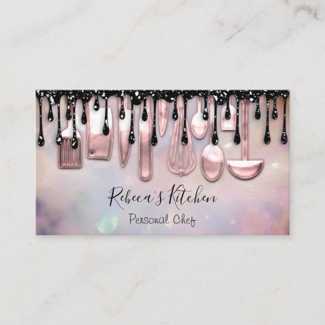 Catering Personal Chef Restaurant Cooking DripPink Visitkort (Framsida)