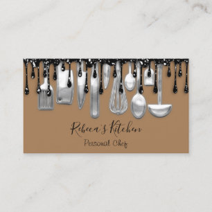 Catering Personal Chef Restaurant Drip Black Brown Visitkort