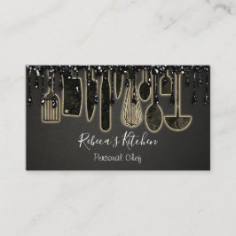 Catering Personal Chef Restaurant Drip Black Guld Visitkort