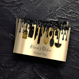Catering Personal Chef Restaurant Drip Black Guld Visitkort