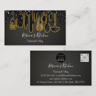 Catering Personal Chef Restaurant Drip Black QR Visitkort