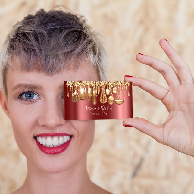 Catering Personal Chef Restaurant Drip Ro Cooper Visitkort (Catering Personal Chef Restaurant Drip Rose Cooper Business Card)