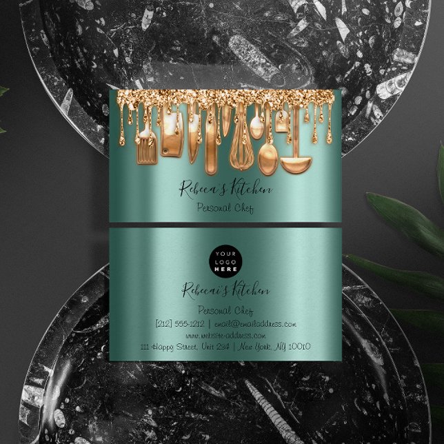 Catering Personal Chef Restaurant Drip Ro Grönt Visitkort (Skapare uppladdad)