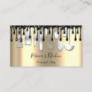 Catering Personal Chef Restaurant Drip SilverGold Visitkort