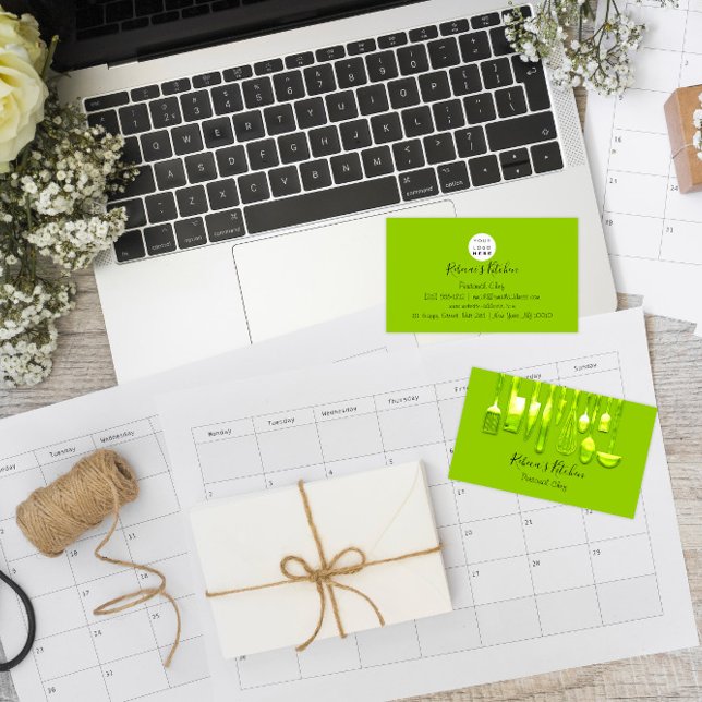 Catering Personal Chef Restaurant Grönt Lemon Visitkort (Catering Personal Chef Restaurant Green Lemon Business Card)