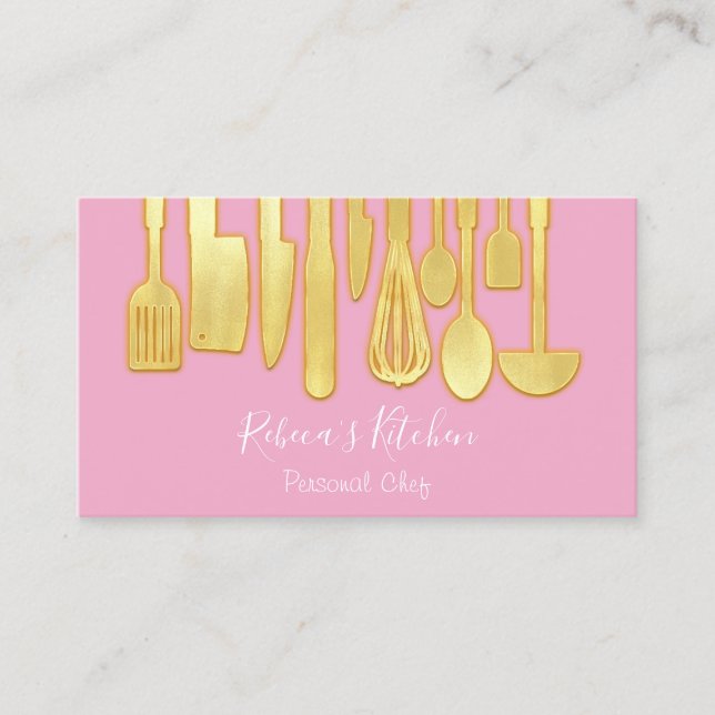 Catering Personal Chef Restaurant Kitchen Rosa Visitkort (Framsida)