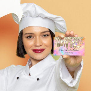 Catering Personal Chef Restaurant QR Code Rosa Visitkort