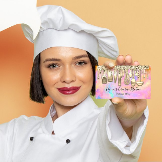 Catering Personal Chef Restaurant QR Code Rosa Visitkort (Skapare uppladdad)