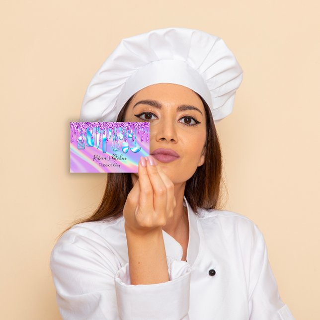 Catering Personliga köksdiskar för Chef Kitchen Visitkort (Catering Personal Chef Kitchen Holograph Drips Business Card)
