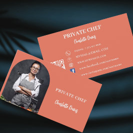 Catering QR-kod för privat kock teracotta-fotot Visitkort