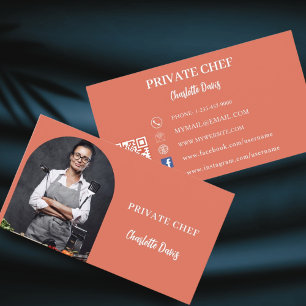 Catering QR-kod för privat kock teracotta-fotot Visitkort