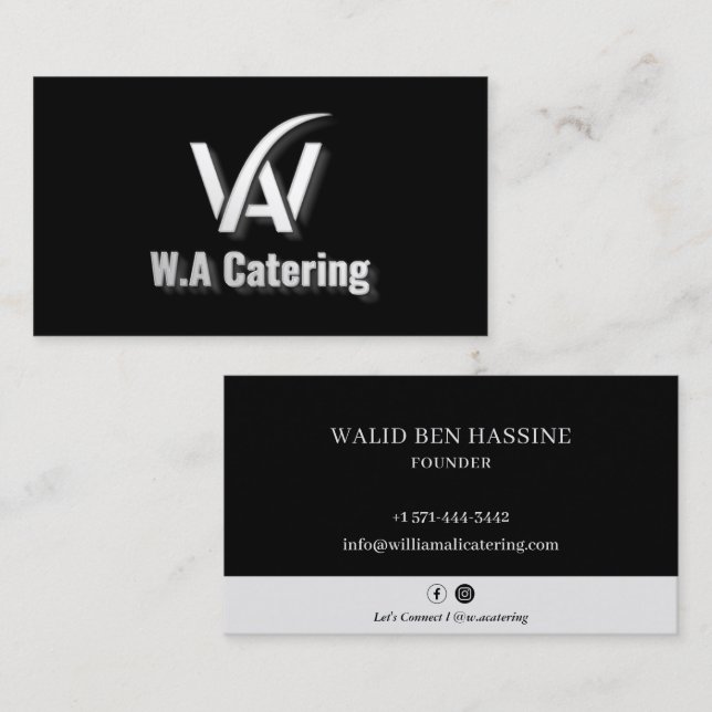Catering Restaurang Professionell Logotyp Black Visitkort (Fram/baksida)