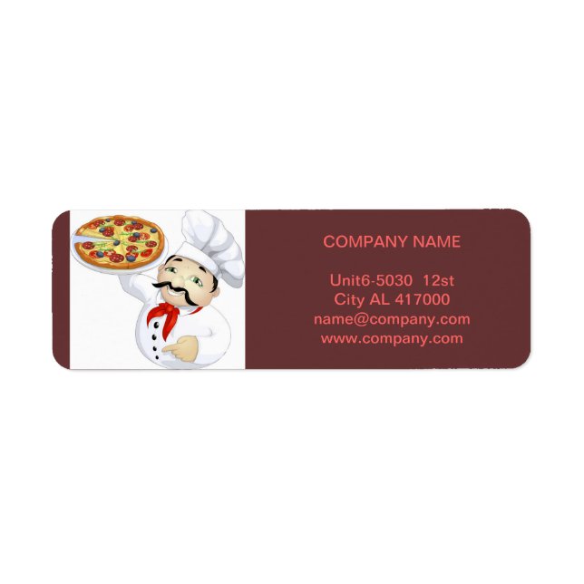 catering Service deli shop Italiano Food pizza Returadress Etikett (Framsidan)