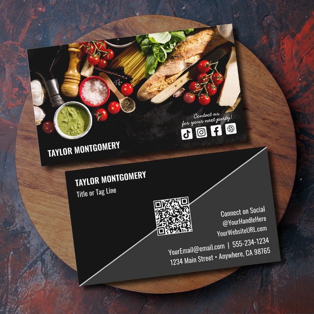 Catering Social Media QR-kod Visitkort (Catering social media QR Code business cards)