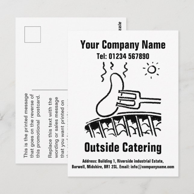 Catering Tecknad Design för Personalisering Vykort (Fram/baksida)