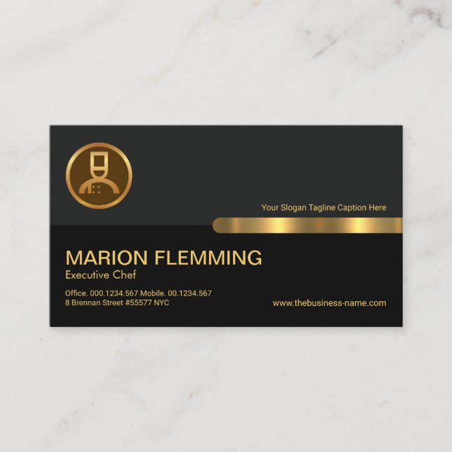 Cateringen Chef för Grått Black Retro Columns Visitkort (Framsida)